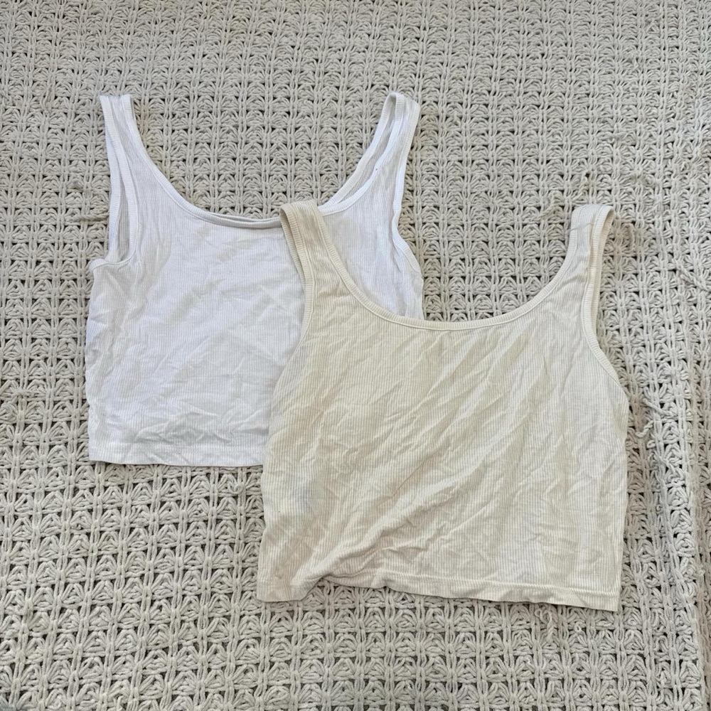SHEIN White and Cream Tank Tops